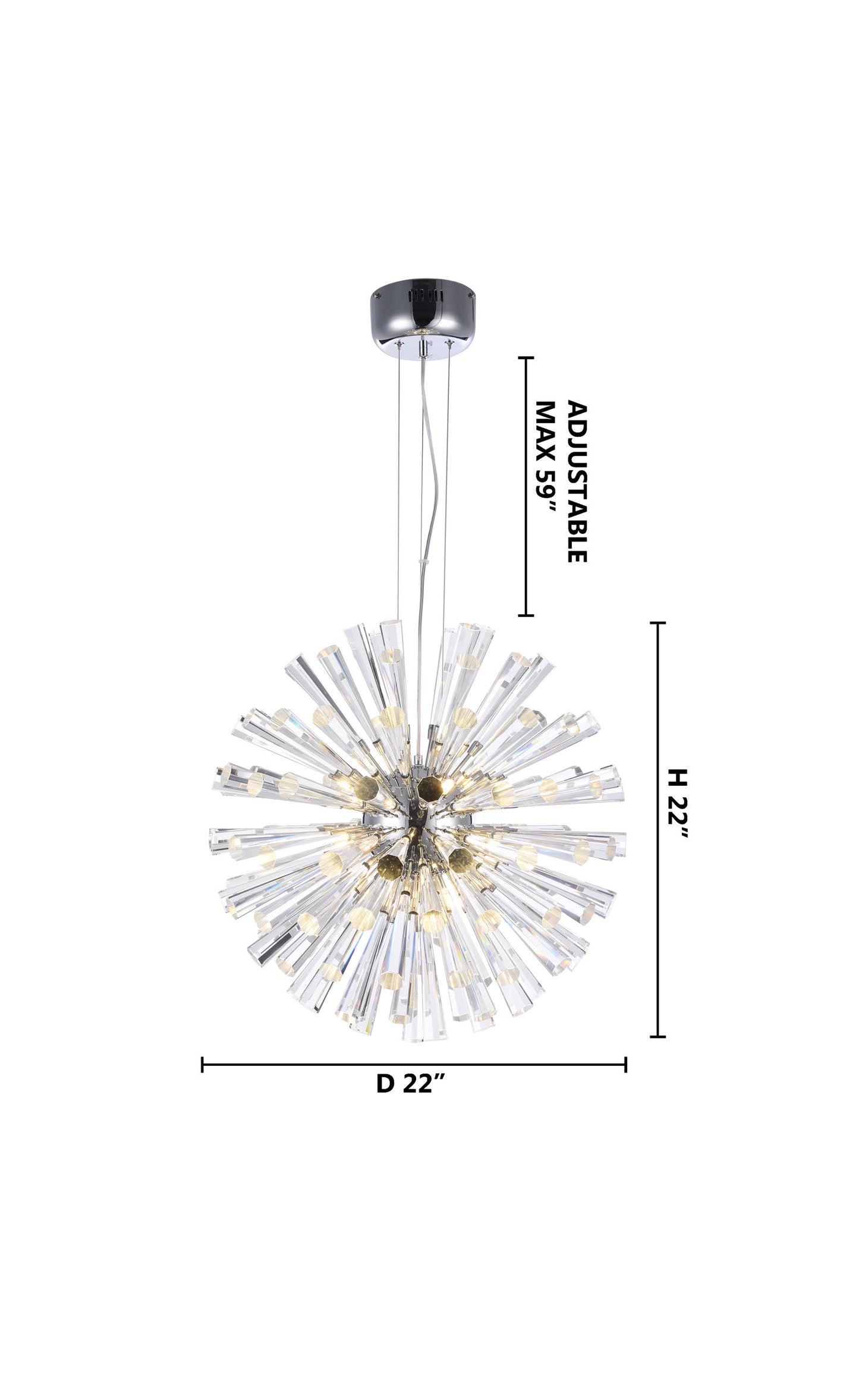 12 - Light Chrome Globe Chandelier With Clear Crystal AccentsBy Design Living