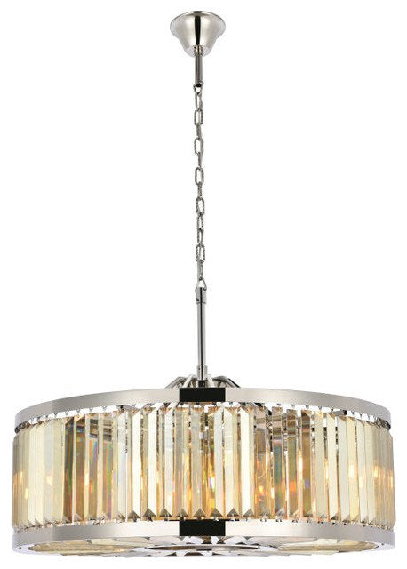 Elegant 1233D35PN-GT/RC Chelsea 10-Light Polished Nickel Chandelier Golden TeakBy Elegant Furniture & Lighting