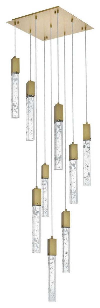 Aurora 9 Light Pendant, Satin GoldBy Elegant Furniture & Lighting