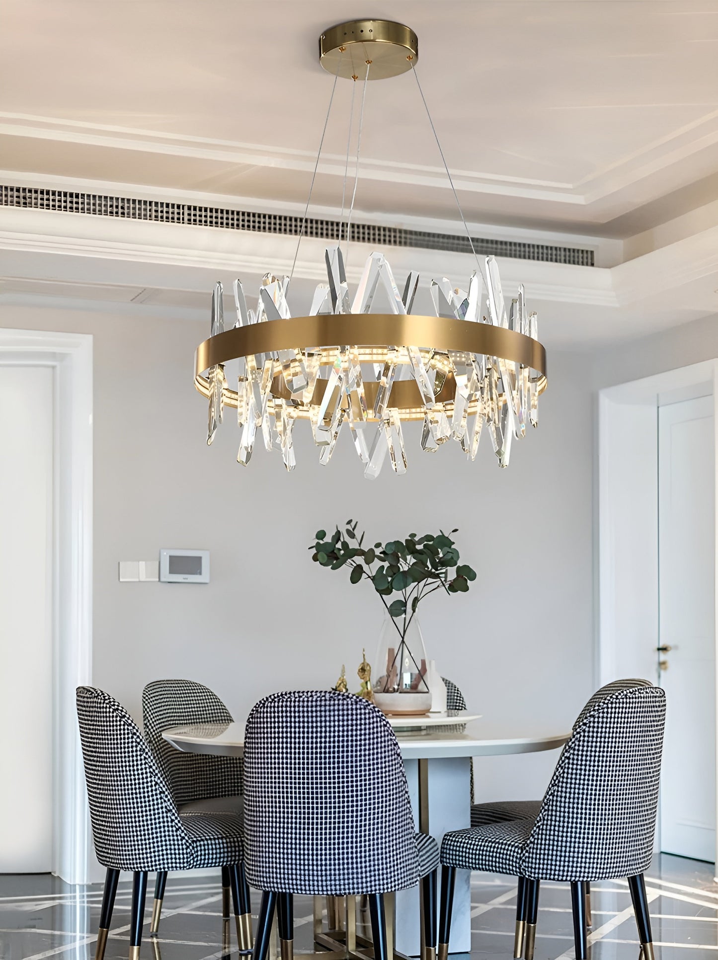 Zaccanopoli | Creative Gold Round Crystal Chandelier for Living Room, 31,5"By Miron Demid LLC