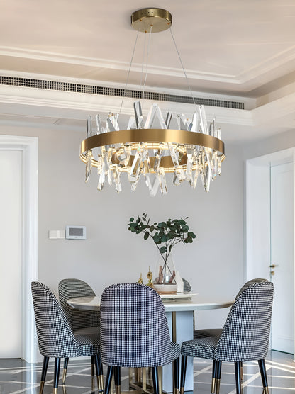 Zaccanopoli | Creative Gold Round Crystal Chandelier for Living Room, 31,5"By Miron Demid LLC