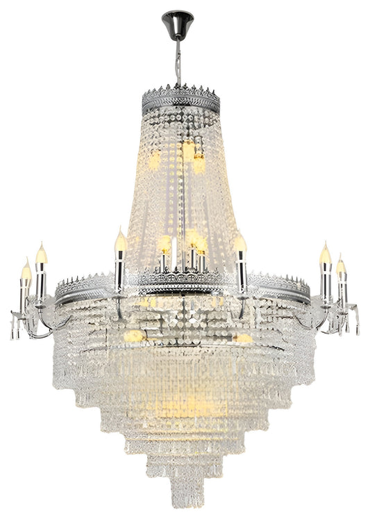 Opio | Classical Large Crystal Candle Ceiling Chandelier, Chrome, Dia23.6" H34.6", Dimmable, Cool LightBy Miron Demid LLC