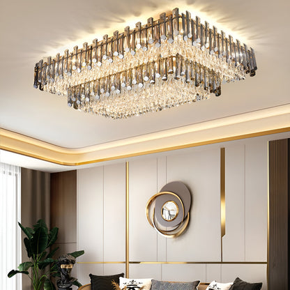 Acciano | Modern Rectangular Crystal LED Chandelier, L39.4xw27.5xh12.9", Cool LightBy Miron Demid LLC