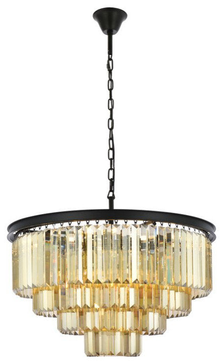 Elegant 1231D32MB-GT/RC Sydney 17-Light Matte Black Chandelier Golden TeakBy Elegant Furniture & Lighting