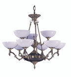 Napoleonic Chandelier, 6-Light, French Brass, White Glass Bowl Shade, 28"W (8406 FB R9ME)