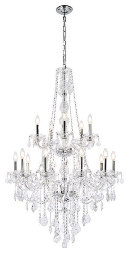 Elegant Lighting Verona Crystal Chandelier, Chrome, 32.00, Golden TeakBy Elegant Furniture & Lighting