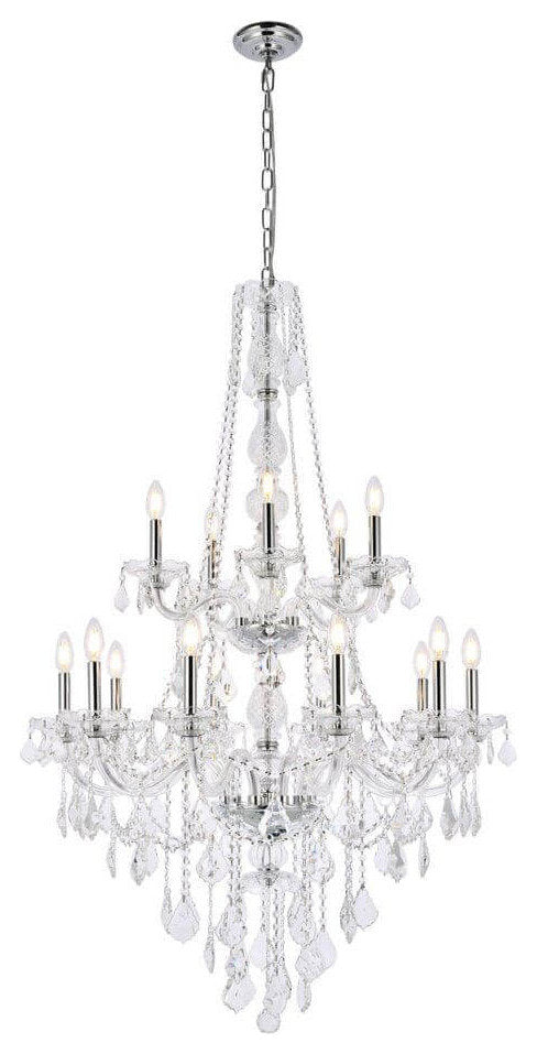 Elegant Lighting Verona Crystal Chandelier, Chrome, 32.00, Golden TeakBy Elegant Furniture & Lighting