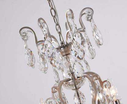 Pewter Iron Chandelier With Clear Hanging CrystalsBy Design Living
