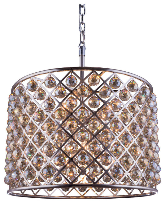 Madison 8 Light Pendant, Polished Nickel, Golden TeakBy Elegant Furniture & Lighting