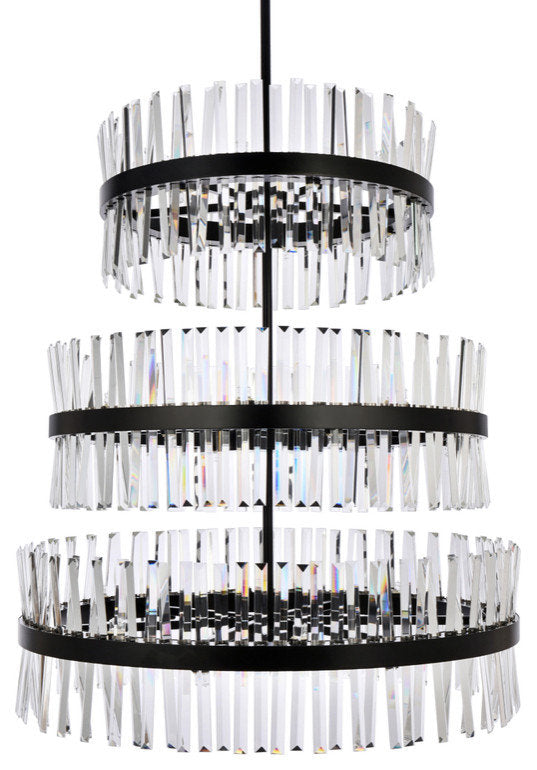 Elegant Lighting 36" 3 Tiers Crystal Round Chandelier LightBy Elegant Furniture & Lighting