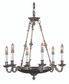 Napoleonic Chandelier, 9-Light, French Brass, White Glass Bowl Shade, 32.5"W (8409 FB R9MG)