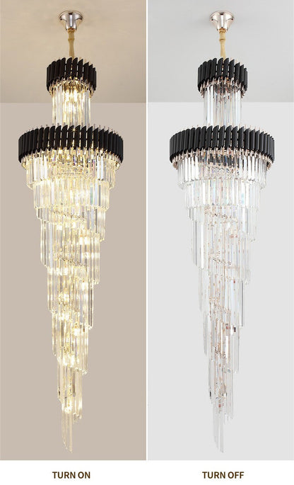 Art Deco | Black and Gold Crystal Chandelier for Hall and Staircase, Black, 27.6'', Non-Dimmable, Warm LightBy Miron Demid LLC