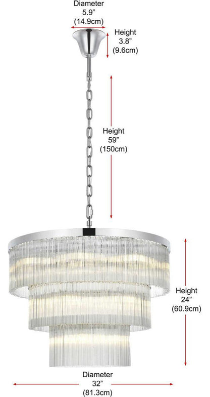Harlow 18 Light Chandelier, Chrome, 3By Elegant Furniture & Lighting