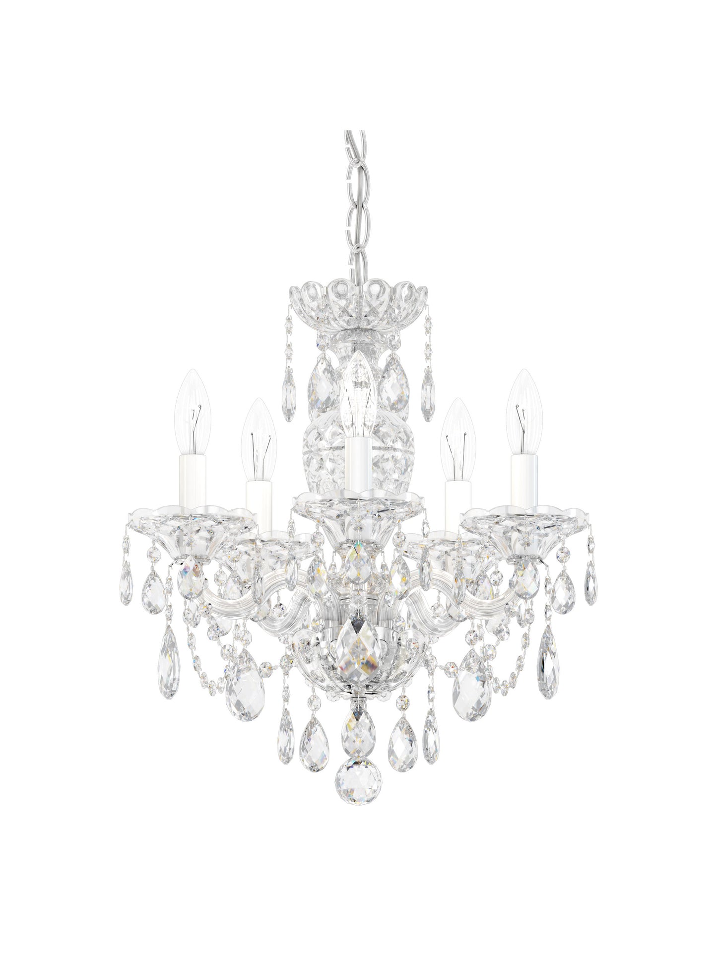 Sterlg 5 Light Chandelier Silver Clear Crystals From SwarovskiBy Schonbek