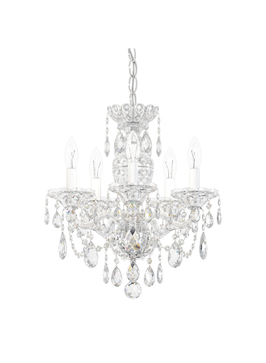 Sterlg 5 Light Chandelier Silver Clear Crystals From SwarovskiBy Schonbek