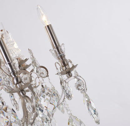 Pewter Iron Chandelier With Clear Hanging CrystalsBy Design Living