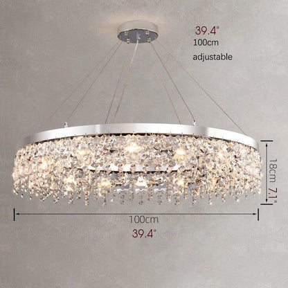 Modern Chrome Crystal LED Chandelier for Dining Room, Kitchen, Dia39.4xh7.0+39.4", 1 Ring, Cool LightBy Miron Demid LLC