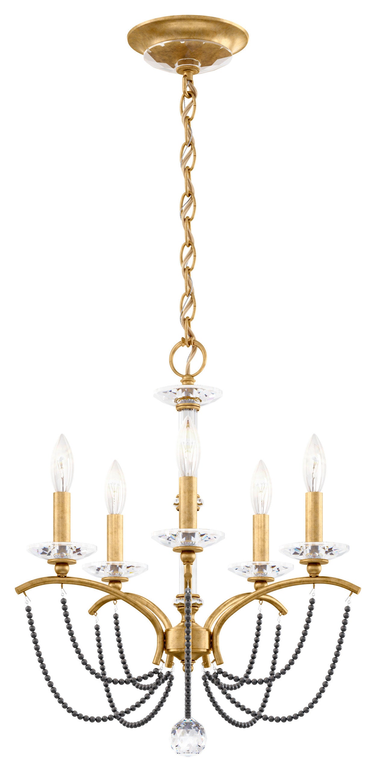 Priscilla 18x22" 5 Light Chandelier, Heirloom Gold, In Dark Gray PearlBy Schonbek