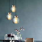 1-Light Amber Glass Shade Post-Modern Pendant Lights Hanging Lamp