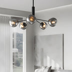 3/5/8-Light Molecule Dimpled Lava Glass Chandelier with Black Metallic Arms
