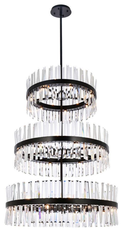 Elegant Lighting 36" 3 Tiers Crystal Round Chandelier LightBy Elegant Furniture & Lighting
