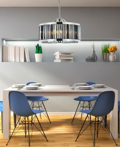 Elegant 1203D28PN-SS/RC Chelsea 8-Light Polished Nickel Chandelier Silver ShadeBy Elegant Furniture & Lighting