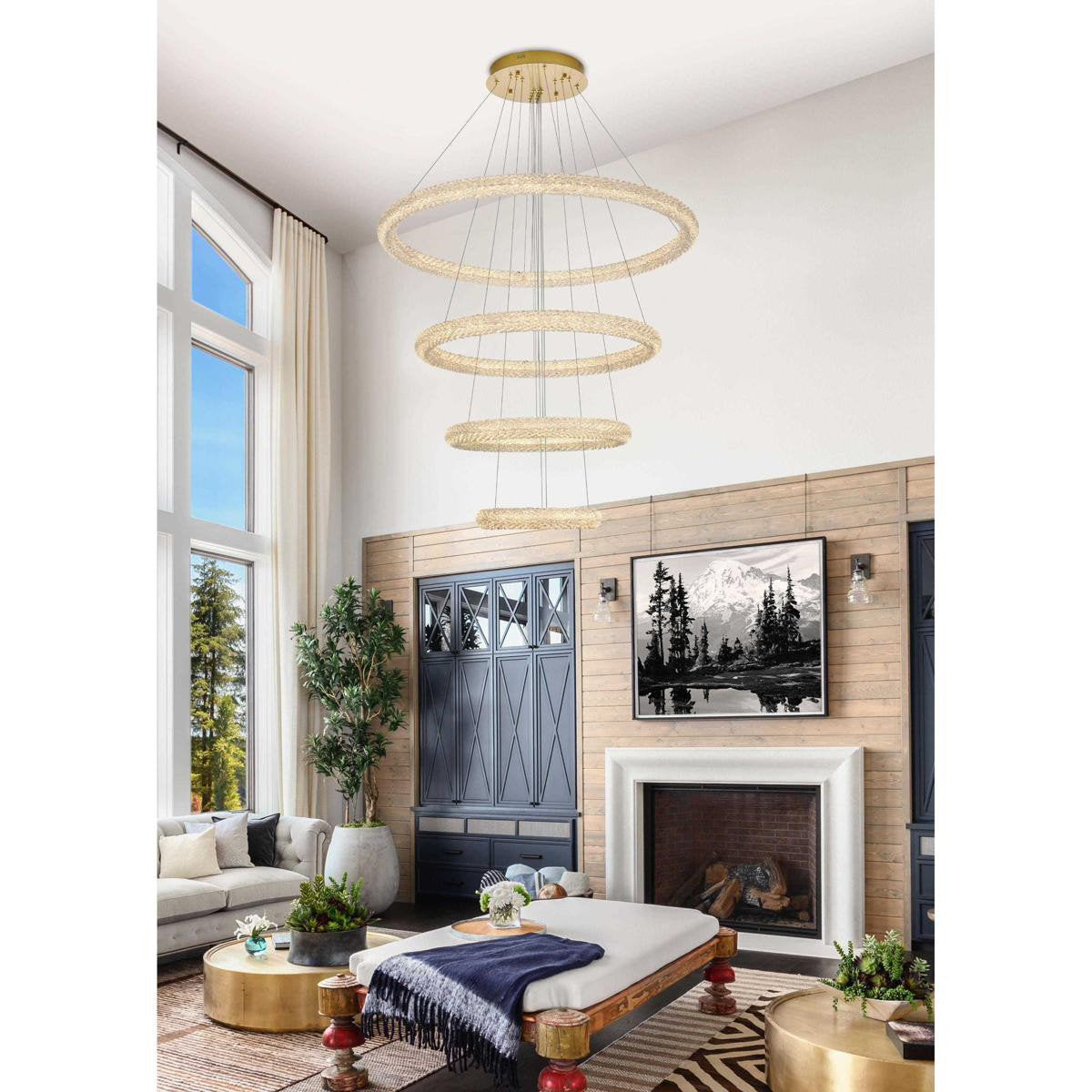 Bowen 4 Light Chandelier, Satin GoldBy Elegant Furniture & Lighting