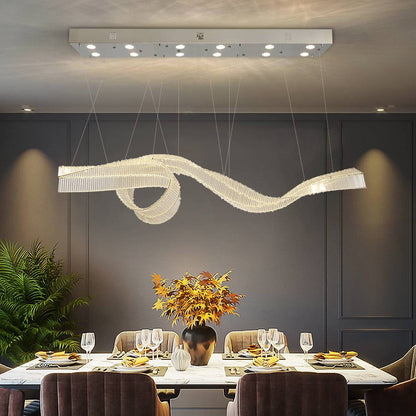 Alassio | Creative LED Chandelier in the Shape of Ribbon, Gold, L39.4" / L100.0cm, Warm Light, Non-DimmableBy Miron Demid LLC