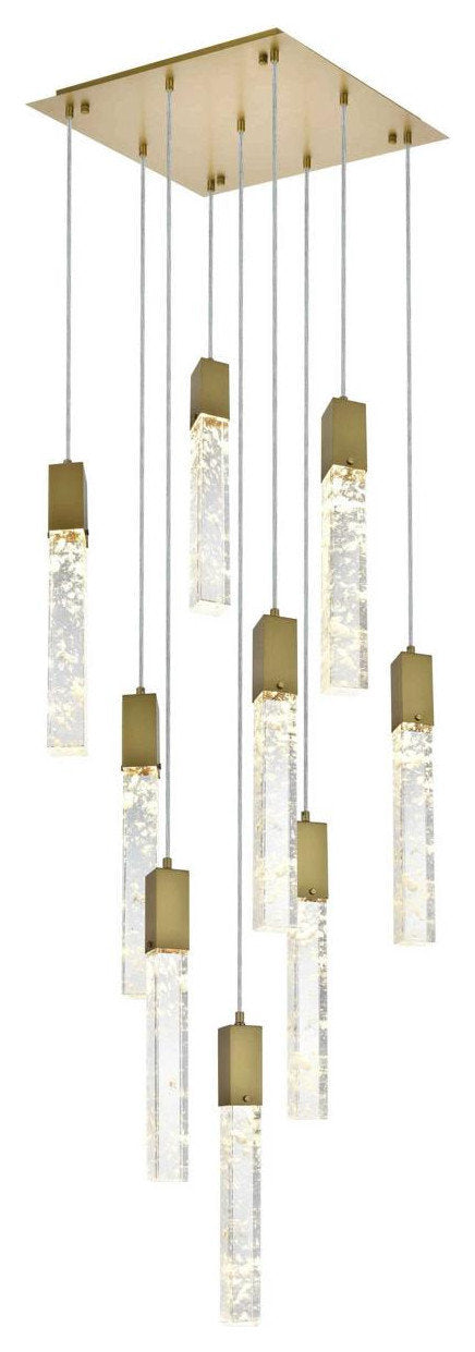 Aurora 9 Light Pendant, Satin GoldBy Elegant Furniture & Lighting