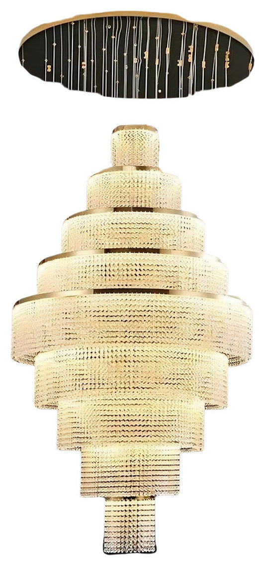 Alleri Crystal Foyer Chandelier, Gold, 9 RingsBy Morsale.com