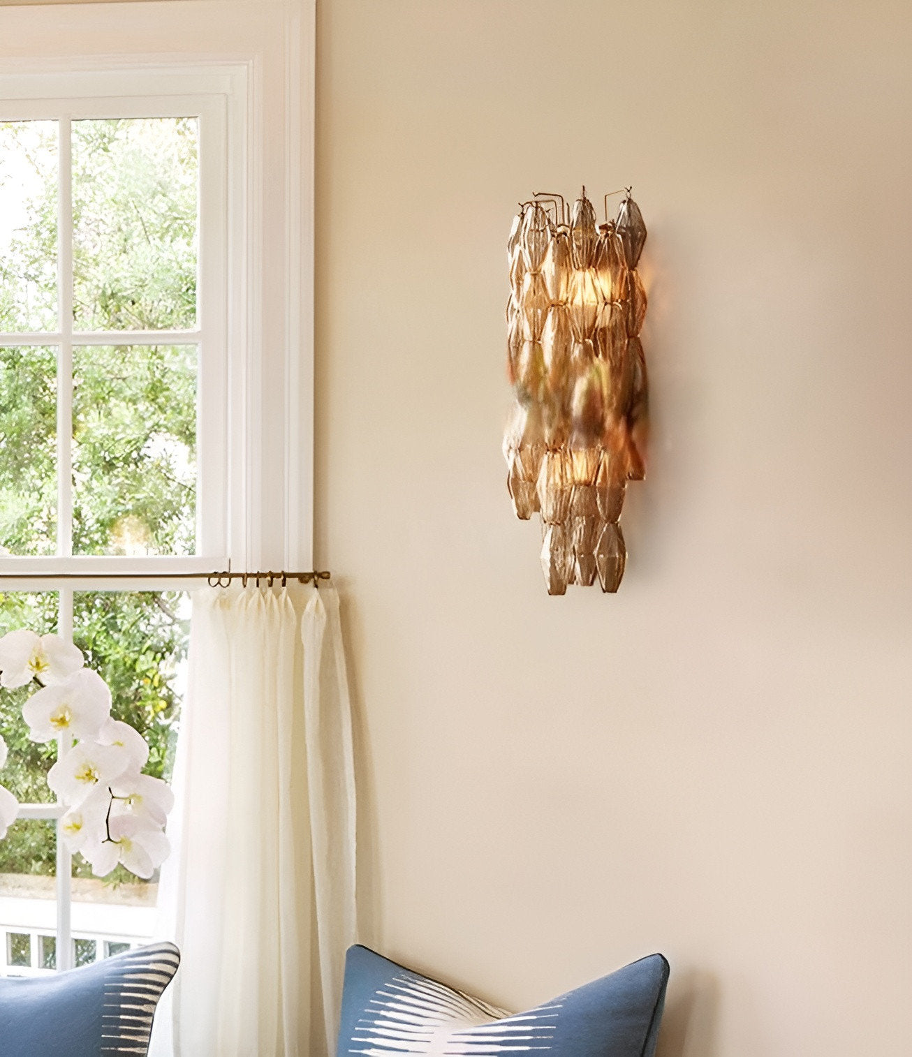 Luxury Crystal Wall Lamp in Decorative Style for Living Room, Bedroom, L12.0xw7.5xh29.9"By Miron Demid LLC