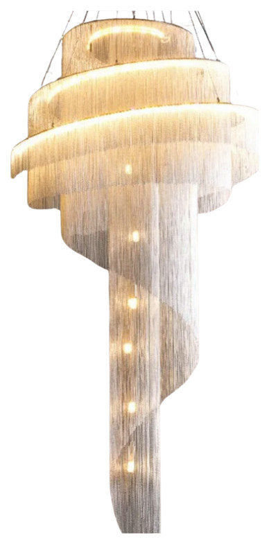 Cadena Metal Chain Tassel Entryway Chandelier, D40"xH70"By Morsale.com