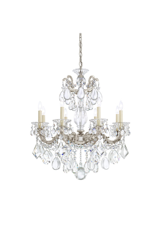 La Scala 8-Light Chandelier in Antique Silver With Clear Heritage CrystalBy Schonbek