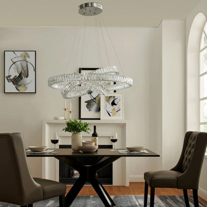 Crystal Elegance Integrated LED 3 Rings ChandelierBy Finesse Decor