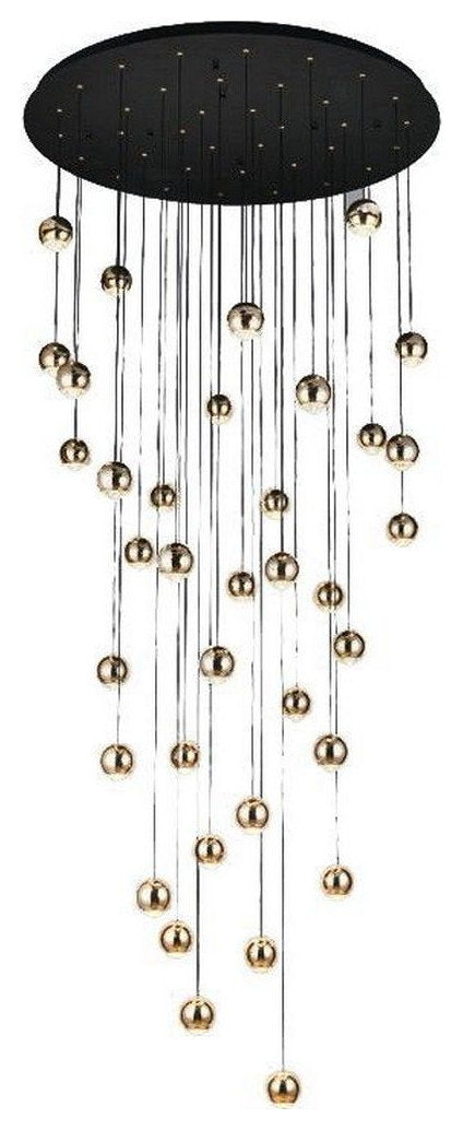 MIRODEMI? Laigueglia | Crystal LED Chandelier with Hanging Balls, Gold, 36 Lights, Warm Light, DimmableBy Miron Demid LLC