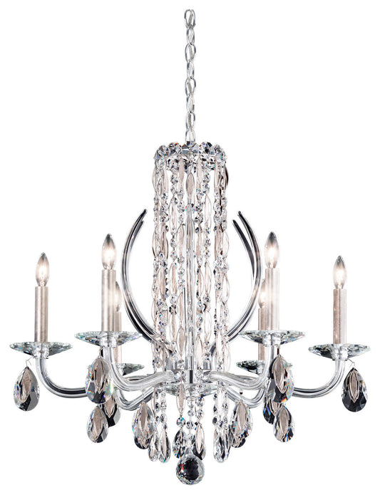 Sarella 6-Light Chandelier in Antique Silver With Crystal Heritage CrystalBy Schonbek