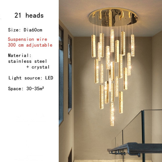 Santa Margherita Ligure | Creative Gold LED Crystal Chandelier, 21 Lights, Cool LightBy Miron Demid LLC