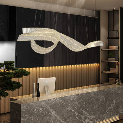 Alassio | Creative LED Chandelier in the Shape of Ribbon, Gold, L59.1" / L150.0cm, Warm Light, DimmableBy Miron Demid LLC