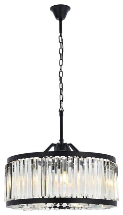 Elegant Lighting 1203D28/RC Chelsea 8 Light 28"W Crystal Drum - Polished NickelBy Elegant Furniture & Lighting