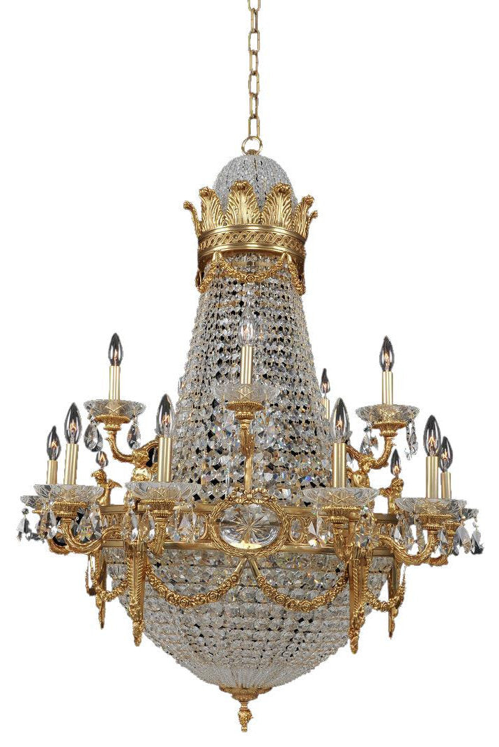 2-Tier Antique Brass Crystal ChandelierBy KALCO LIGHTING