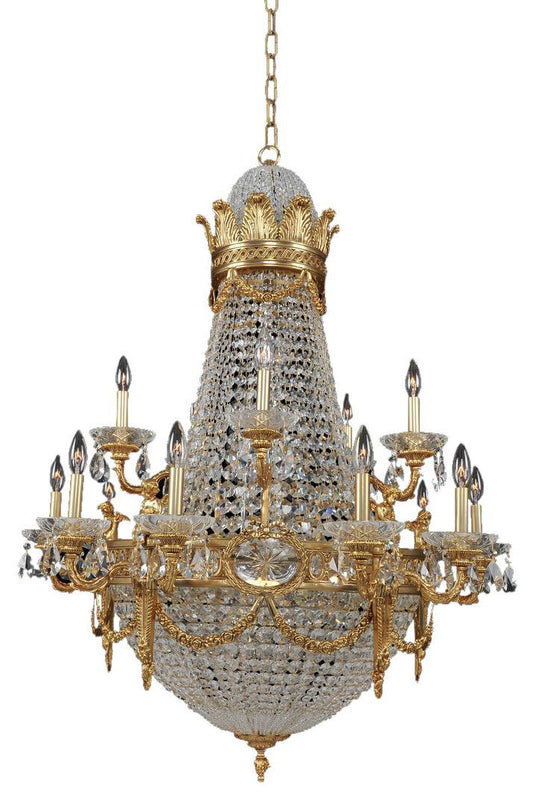 2-Tier Antique Brass Crystal ChandelierBy KALCO LIGHTING