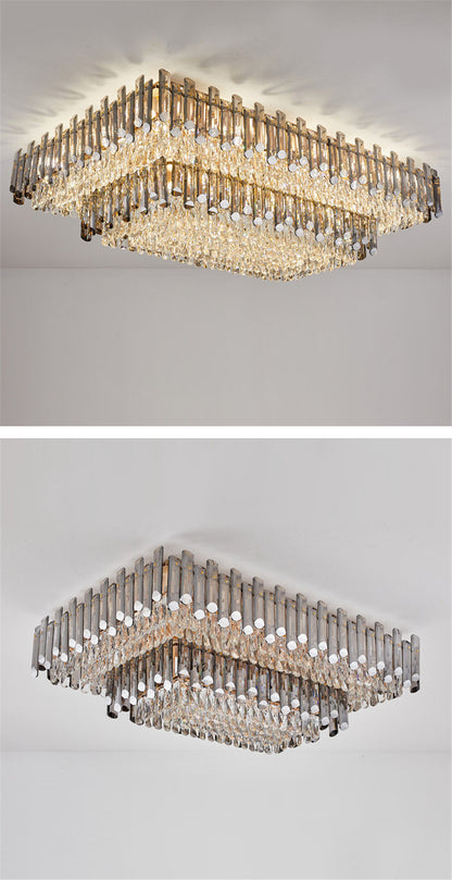 Acciano | Modern Rectangular Crystal LED Chandelier, L39.4xw27.5xh12.9", Cool LightBy Miron Demid LLC