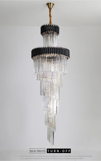 Art Deco | Black and Gold Crystal Chandelier for Hall and Staircase, Black, 27.6'', Non-Dimmable, Warm LightBy Miron Demid LLC