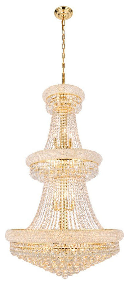 Elegant Lighting V1800G30/RC Primo 32 Light 30"W Crystal Empire - GoldBy Elegant Furniture & Lighting