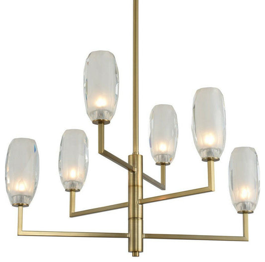 Kalco 511570 June 6 Light 28"W LED Crystal Chandelier - Winter BrassBy KALCO LIGHTING