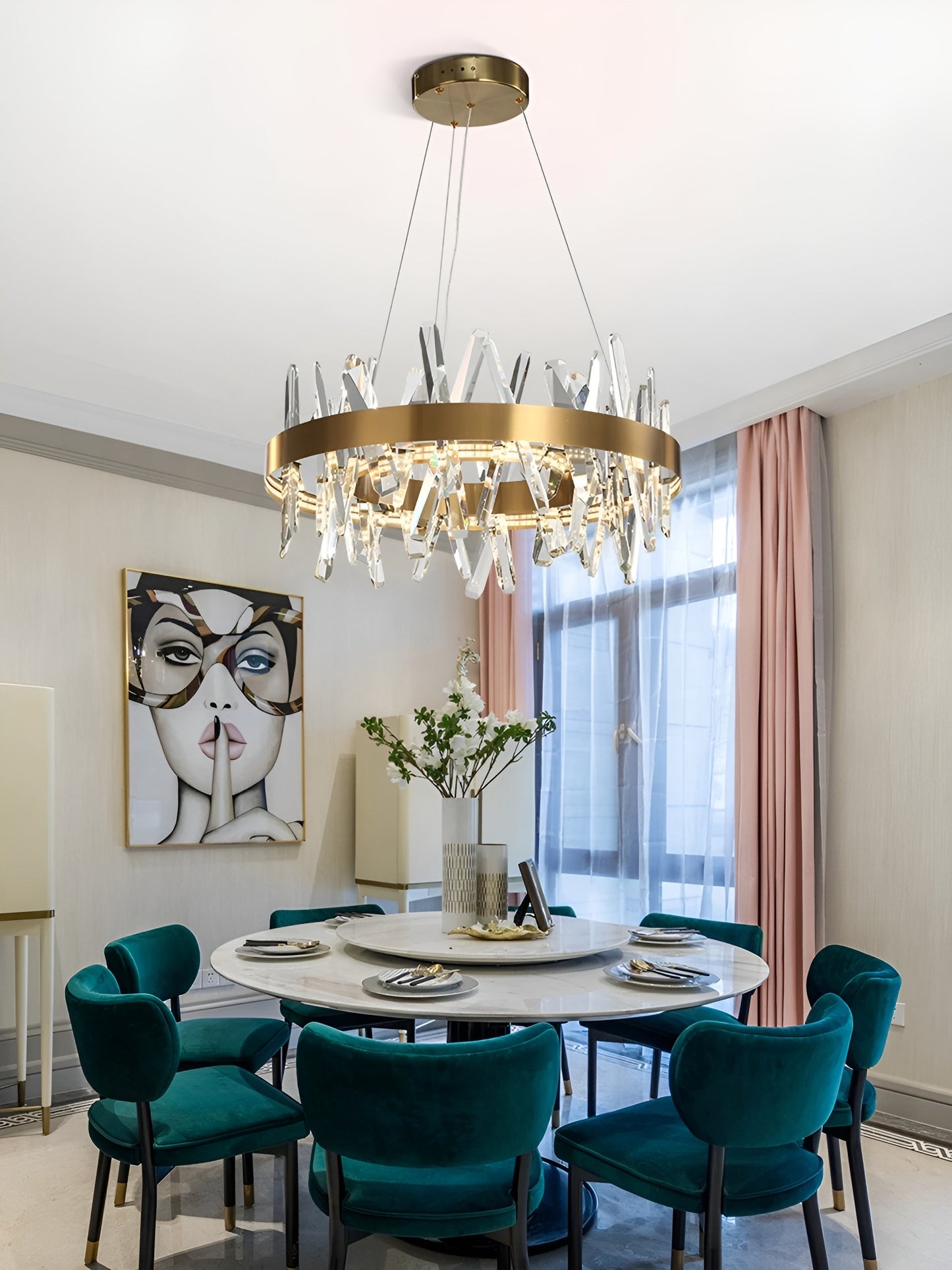 Zaccanopoli | Creative Gold Round Crystal Chandelier for Living Room, 31,5"By Miron Demid LLC