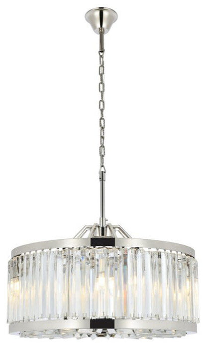 Elegant Lighting 1203D28/RC Chelsea 8 Light 28"W Crystal Drum - Polished NickelBy Elegant Furniture & Lighting