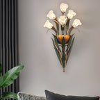 Bouquet Flowers Leaves White Light Pastoral American Style Wall Lamp