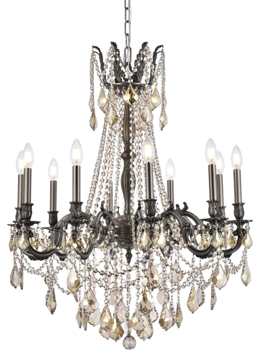 Elegant Lighting 9210D28-GT/RC Rosalia 10 Light 28"W Crystal - PewterBy Elegant Furniture & Lighting