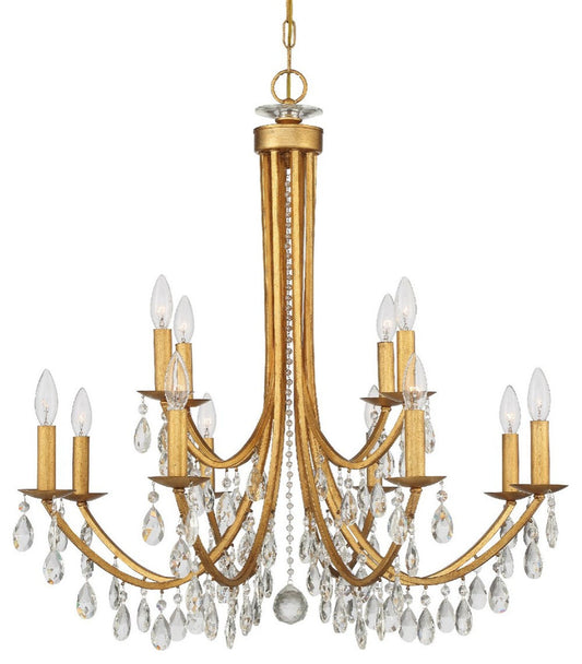 Crystorama Bridgehampton 12 Light Chandelier 8829-GA-CL-S - Antique GoldBy Crystorama Lighting